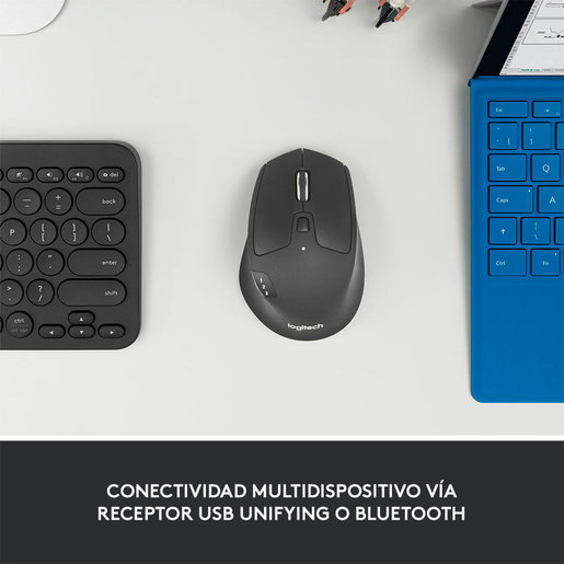 Mouse Inalámbrico Logitech M720 Triathlon / Bluetooth / Negro / PC / Laptop / iPad