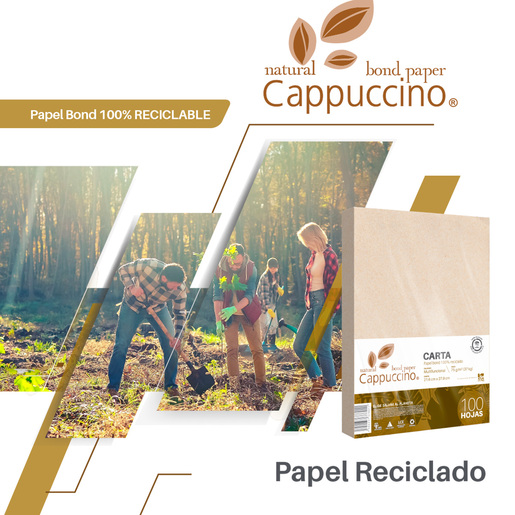 Paquete de Papel Reciclado Copamex Capuccino / 100 hojas / Carta / 75 gr