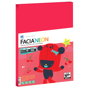Hojas de Color Facia Neon / Paquete 100 hojas / Carta / Rojo neón / 75 gr Hojas de Color Facia Neon / Paquete 100 hojas / Carta / Rojo neón / 75 gr