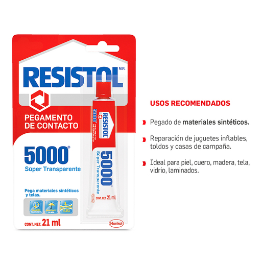 Pegamento de Contacto Resistol 5000 Súper Transparente / 21 ml / 1 pieza