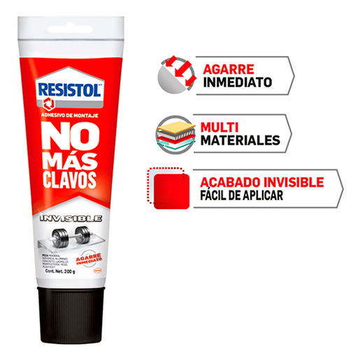 Adhesivo de Montaje Resistol No Más Clavos Invisible / 200 gr /  1 pieza