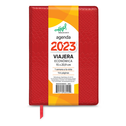 Agenda Viajera Económica con Textura 2023 Hazel / Rojo