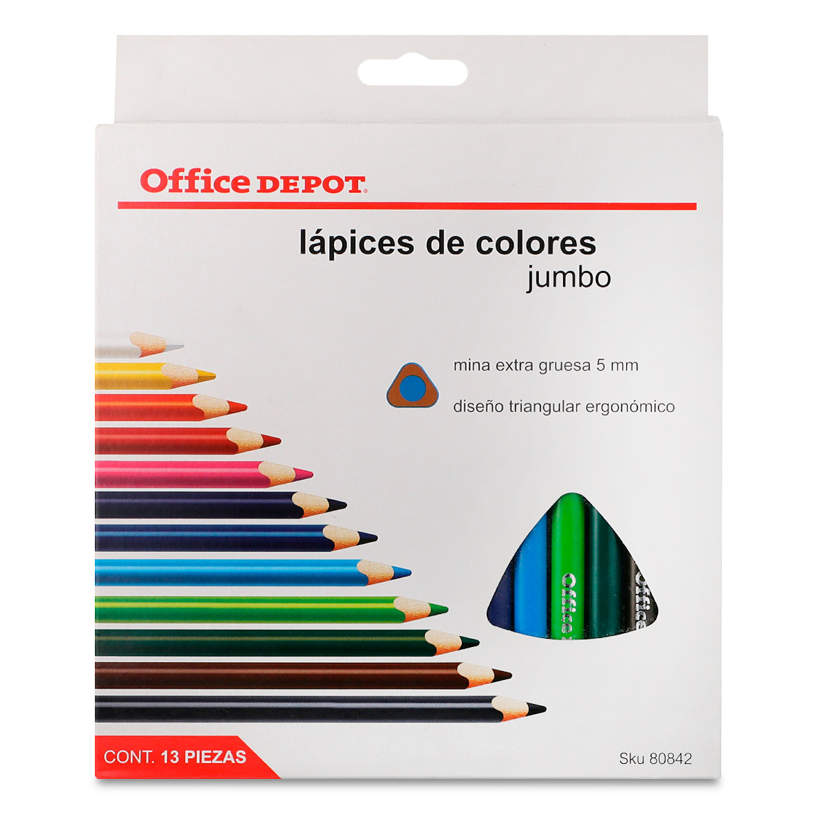 Lápices de Colores Triangulares Office Depot Jumbo 12 piezas Sacapuntas  gratis | Office Depot Mexico