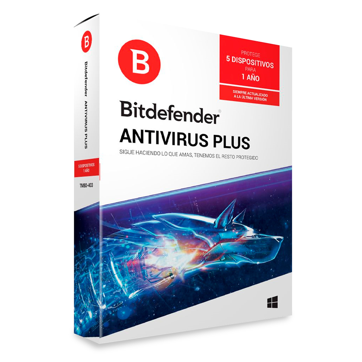 Antivirus Bitdefender Plus / Licencia 1 año / 5 usuarios / PC / Laptop