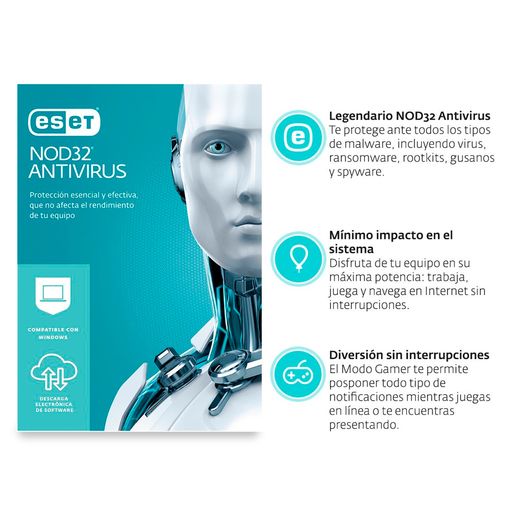 Antivirus Eset Nod32 / Licencia 1 año / PC / Laptop
