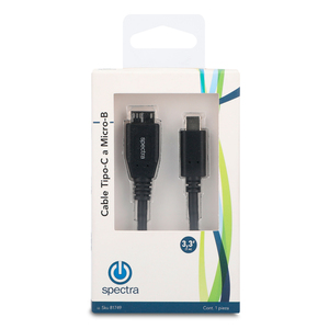 Cable Tipo-C a Micro USB Spectra / 1 metro / Negro Cable Tipo-C a Micro USB Spectra / 1 metro / Negro