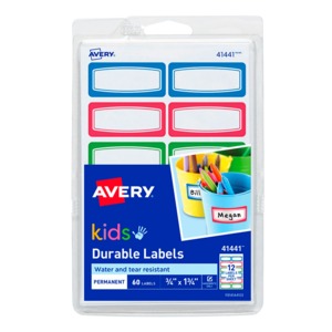 ETIQUETAS ESCOLARES AVERY KIDS (COLORES, 60 PZS.) ETIQUETAS ESCOLARES AVERY KIDS (COLORES, 60 PZS.)
