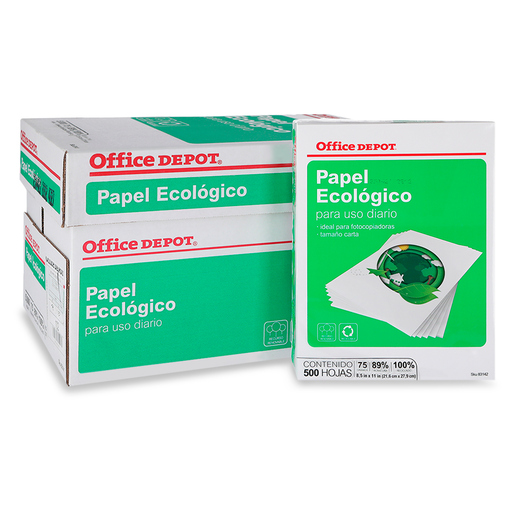 Caja de Papel Reciclado Office Depot Ecológico / Carta / 5000 hojas / Blanco