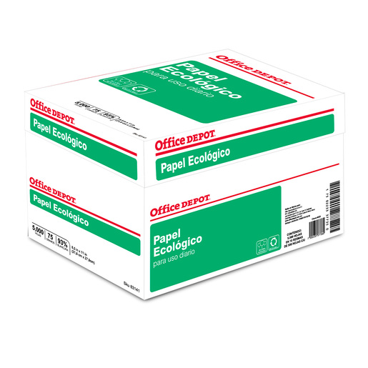 Caja de Papel Reciclado Office Depot Ecológico / Carta / 5000 hojas / Blanco