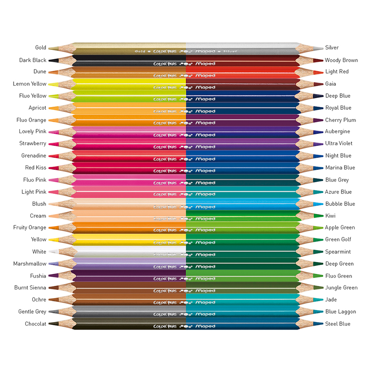 Lápices de Colores Bicolores Triangulares Maped Color Peps Duo 24 piezas | Office  Depot Mexico