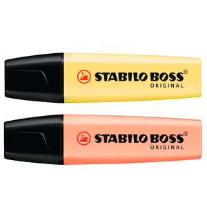 Marcatextos Stabilo Boss Punta Cincel Amarillo/Durazno 2 piezas Marcatextos Stabilo Boss Punta Cincel Amarillo/Durazno 2 piezas