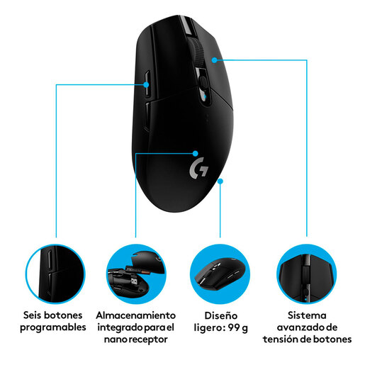 Mouse Gamer Óptico Logitech G G305 / Inalámbrico / Lightspeed USB / 12000dpi / Negro