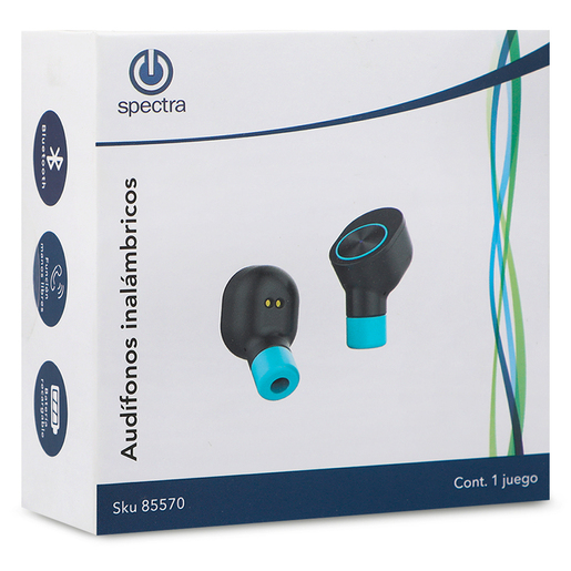 Audífonos Bluetooth Inalámbricos Spectra BS20 In ear True Wireless Azul con  gris | Office Depot Mexico
