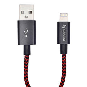 Cable Lightning a USB Spectra IK40306G / 0.91 metros / Negro con rojo / iPod / iPhone / iPad / MFI Cable Lightning a USB Spectra IK40306G / 0.91 metros / Negro con rojo / iPod / iPhone / iPad / MFI