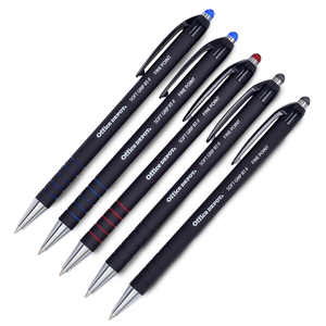 Plumas Retráctiles Office Depot Soft Grip RT F / Punto fino / Tinta negra roja azul / 5 piezas