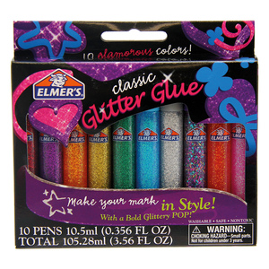 Kit de Pegamento con Diamantina Lavable Elmers Classic Glitter Glue / Colores surtidos / 10 piezas / 105.28 ml