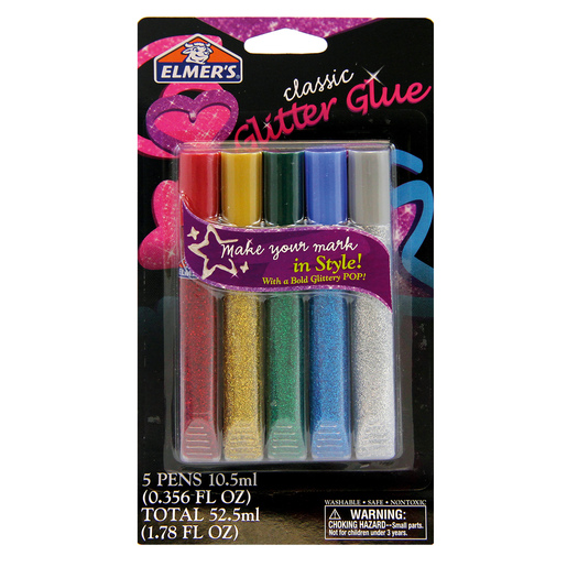Kit de Pegamento con Diamantina Lavable Elmers Classic Glitter Glue Colores  surtidos 5 piezas  ml | Office Depot Mexico