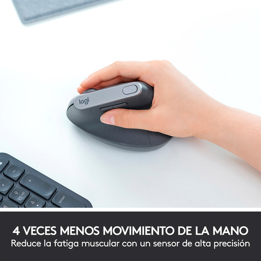 Mouse Inalámbrico Logitech MX Vertical / Bluetooth /  Receptor USB / USB Tipo C / Negro / PC / Laptop / Mac / Recargable