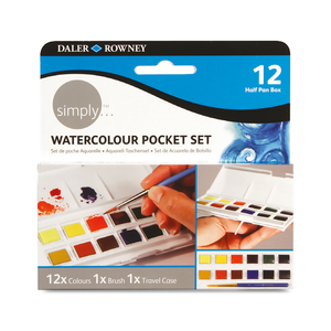Acuarelas de Bolsillo con Pincel Daler-Rowney Simply 12 colores Acuarelas de Bolsillo con Pincel Daler-Rowney Simply 12 colores