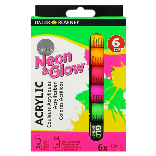 Juego de Pinturas Acrílicas Daler-Rowney Neon and Glow Colores surtidos 6  piezas 12 ml