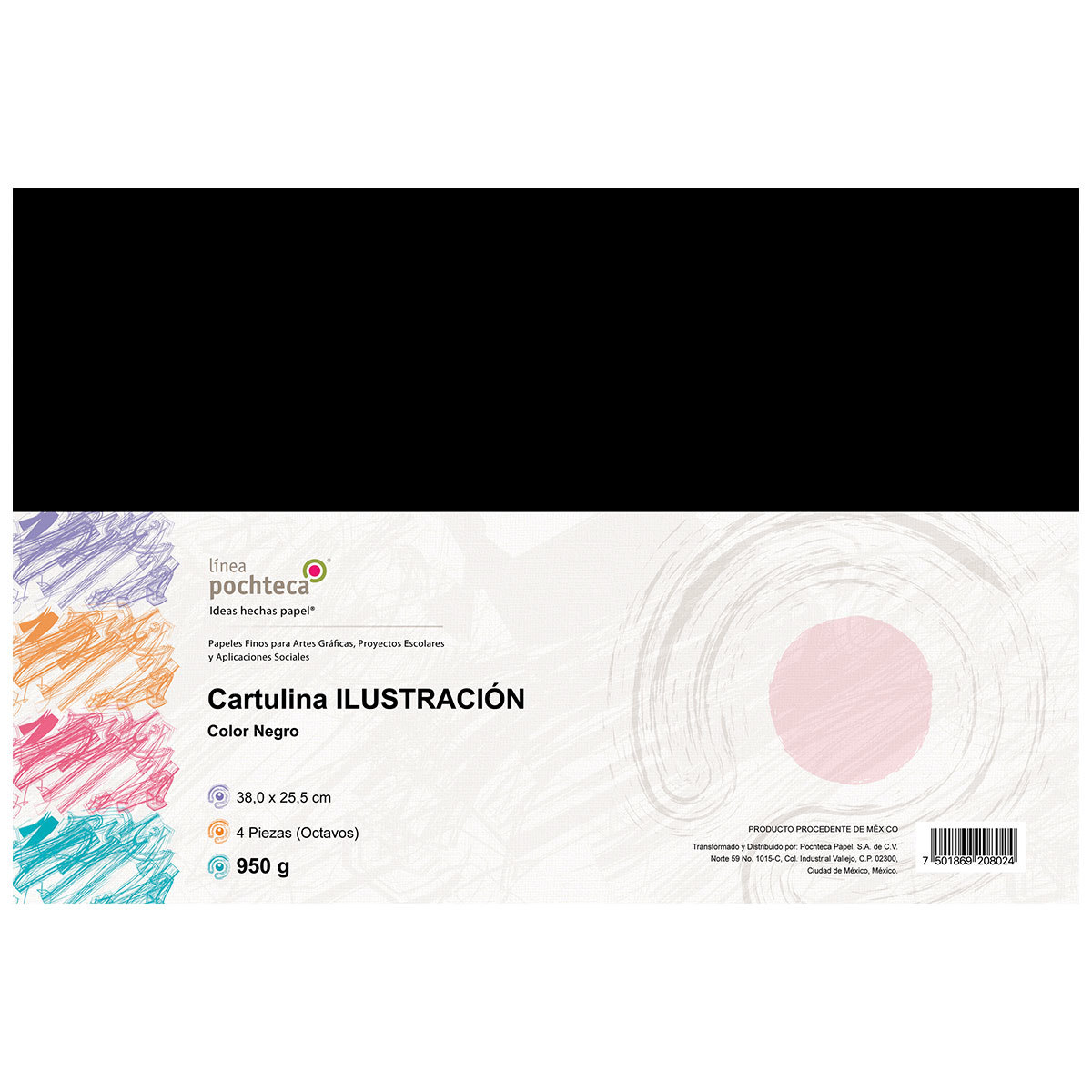 Cartulina Ilustracion Pochteca Octavos 4 Piezas Negro 950 Gr Office Depot Mexico
