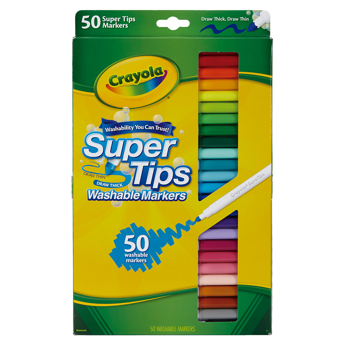PLUMONES LAVABLES CRAYOLA SUPER TIPS (COLORES, 50 PZS.) | Office Depot Mexico