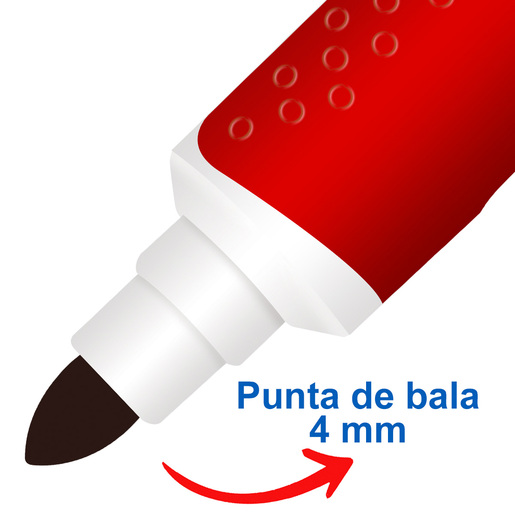 Marcador para Pizarrón Blanco Magistral Grip / Punta de bala / Rojo verde azul morado naranja / 4 piezas más 1 pieza