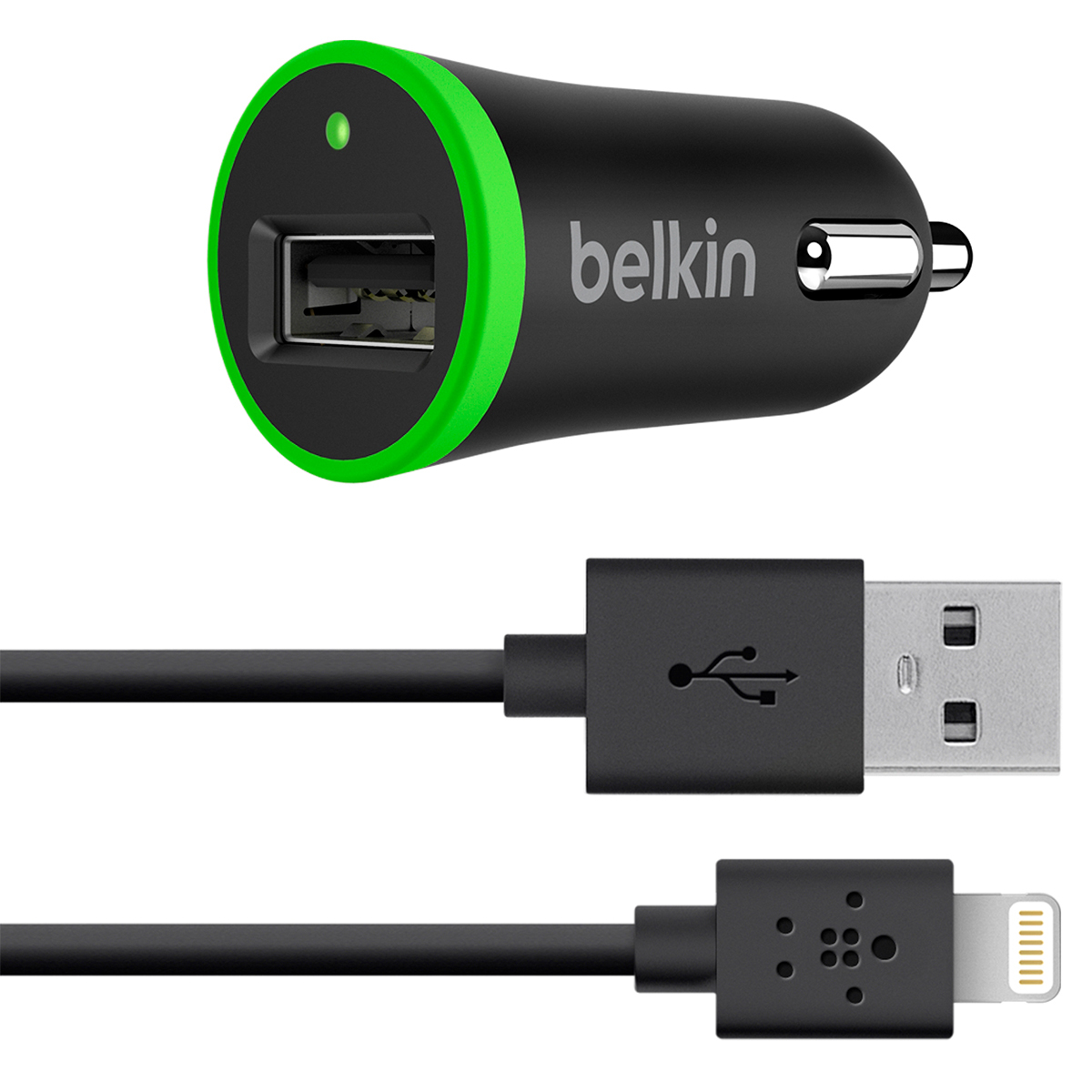 Cargador De Auto Lightning A Usb Belkin Negro 1 2 M Office
