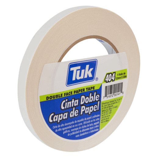 Cinta Adhesiva Doble Capa Tuk 404 Crema 12 mm x 33 m 1 pieza | Office Depot  Mexico