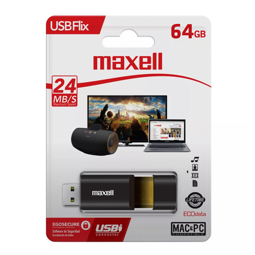 MEMORIA USB MAXELL FLIX (AMARILLO, 64 GB)
