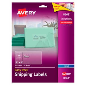 ETIQUETAS INKJET AVERY (TRANSPARENTE, 250 PZS.) ETIQUETAS INKJET AVERY (TRANSPARENTE, 250 PZS.)