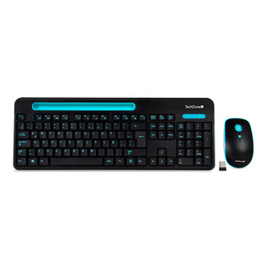 Teclado y Mouse Inalámbrico TechZone TZ20 / Nano USB / Windows / Estándar / Negro con azul Teclado y Mouse Inalámbrico TechZone TZ20 / Nano USB / Windows / Estándar / Negro con azul