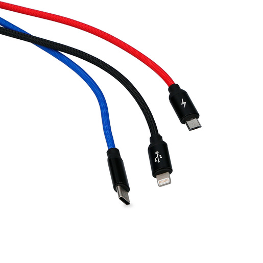 CABLE USB A MICRO USB / LIGHTNING / TIPO C SPECTRA T198 (COLORES)