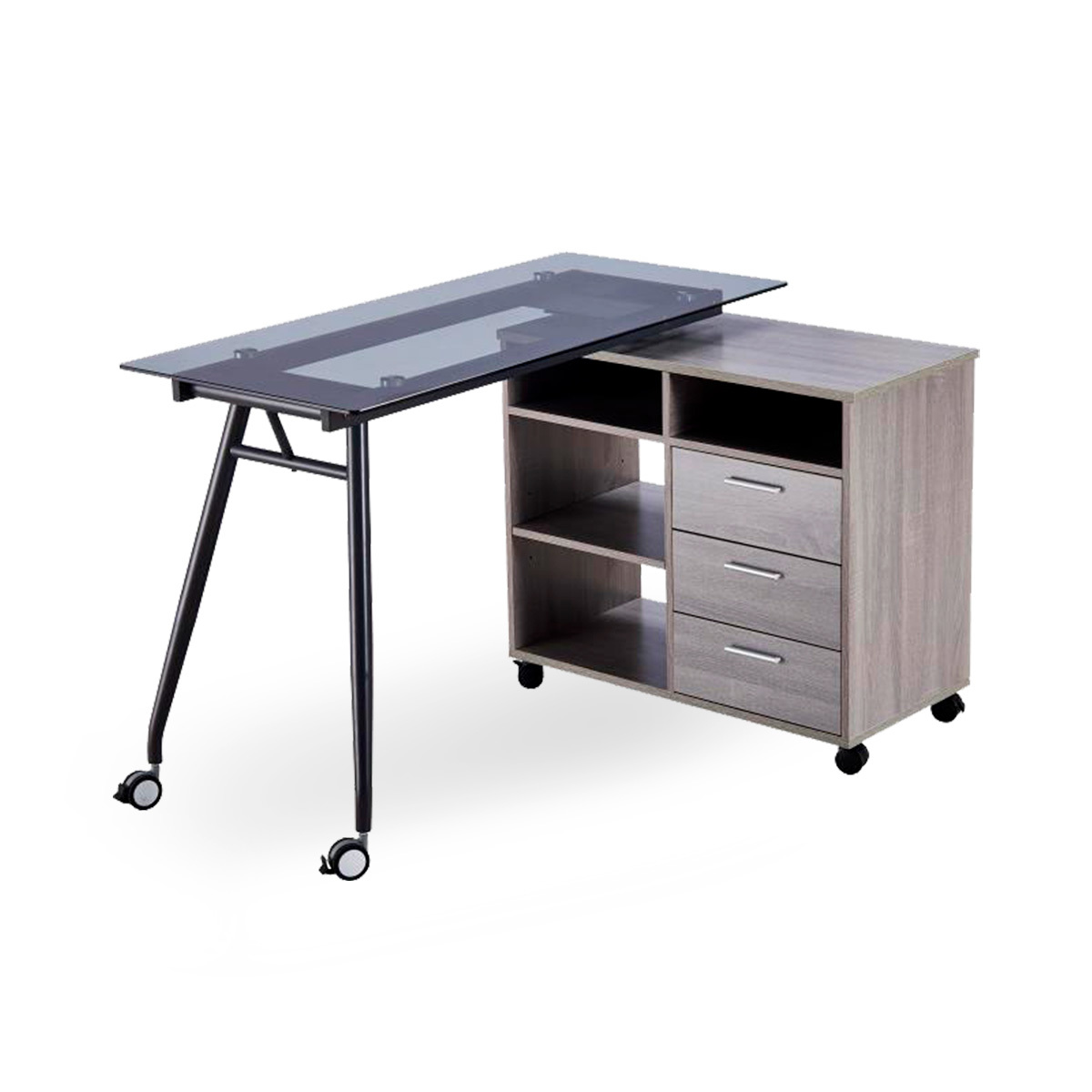 Escritorio L Office Depot Manhattan Café Con Mdf Cristal Escritorio L Office Depot Manhattan