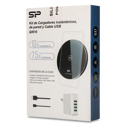 Kit de Cargadores Inalámbricos Silicon Power / USB / Micro USB 