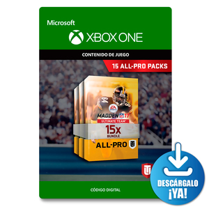 Madden NFL 17 Ultimate Team EA Sports All Pro Packs x 15 / Xbox One / Contenido de juego descargable