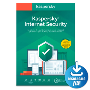 Antivirus Kaspersky Internet Security Descargable / Licencia 1 año / 1 dispositivo / PC / Mac / Dispositivos móviles Antivirus Kaspersky Internet Security Descargable / Licencia 1 año / 1 dispositivo / PC / Mac / Dispositivos móviles