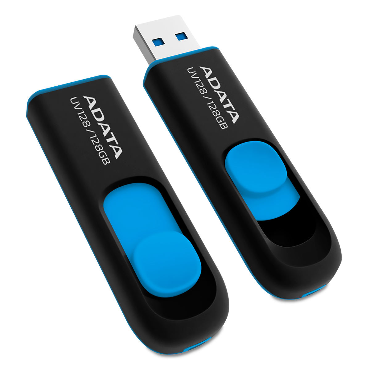 Memoria USB Adata UV128 128gb USB  Negro con azul | Office Depot Mexico