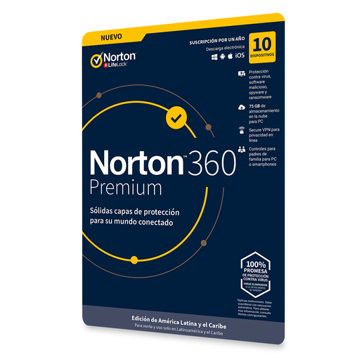 Antivirus Norton 360 Premium Licencia 1 año 10 dispositivos PC Laptop Mac  Dispositivos móviles | Office Depot Mexico