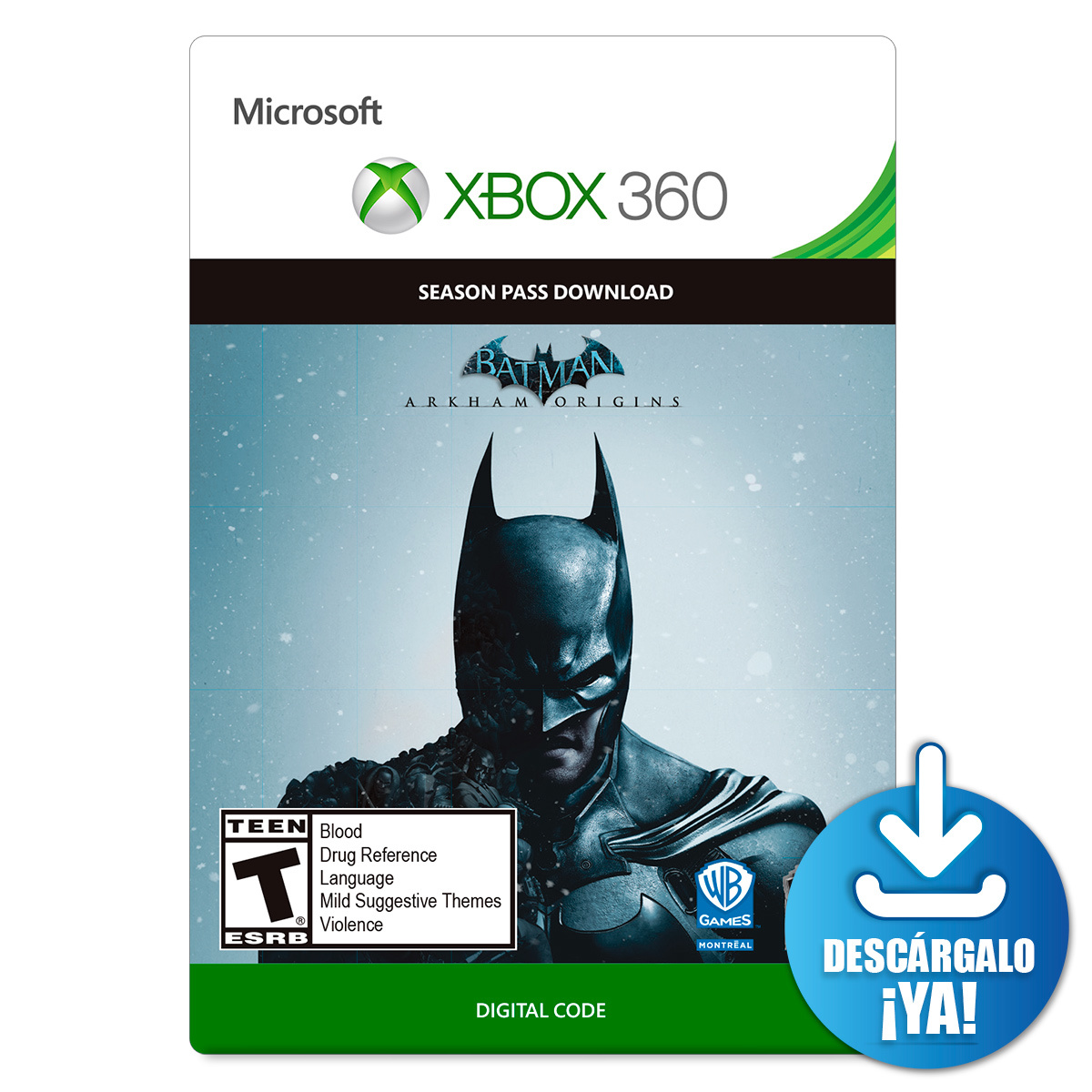 Batman Arkham Origins Season Pass Xbox 360 Pase de temporada Código digital  Descargable | Office Depot Mexico