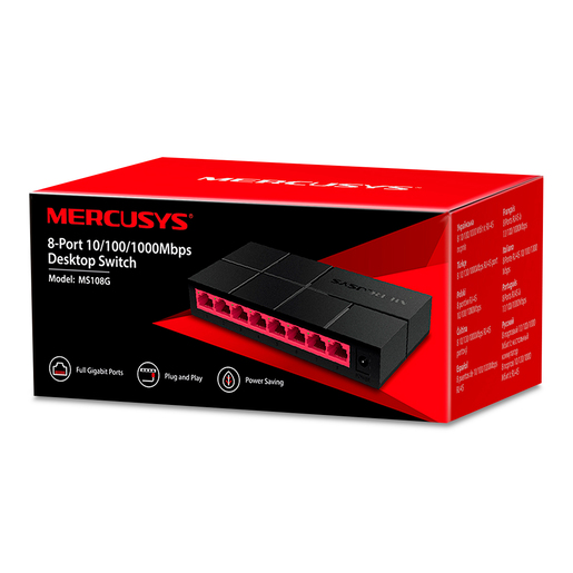Switch Gigabit Ethernet Mercusys MS108G / 8 puertos / Negro