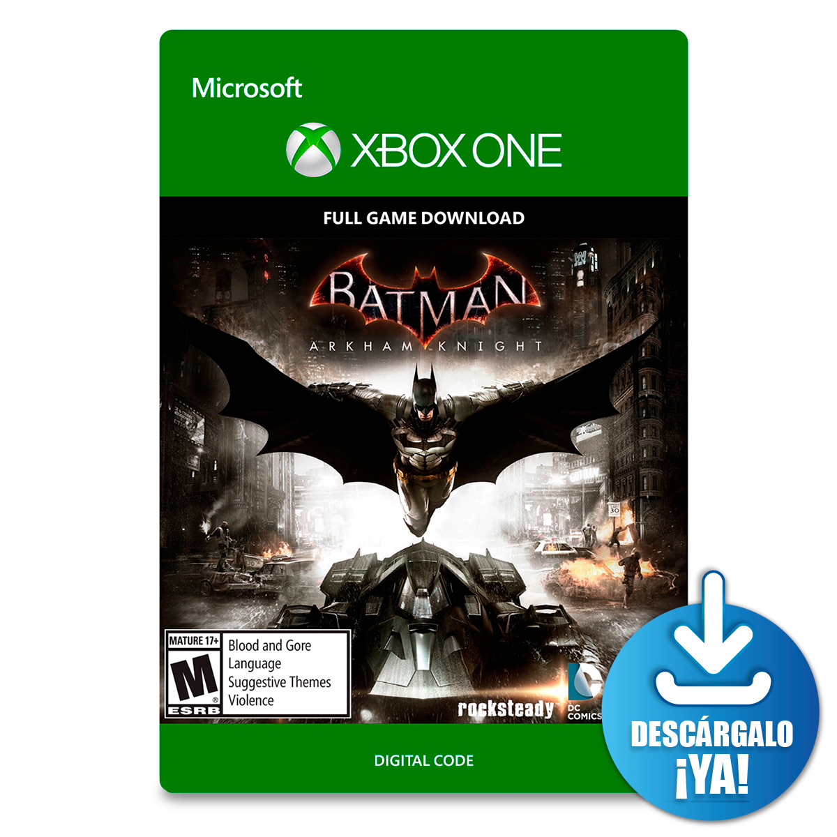 Batman Arkham Knight Xbox One Juego completo Código digital Descargable |  Office Depot Mexico