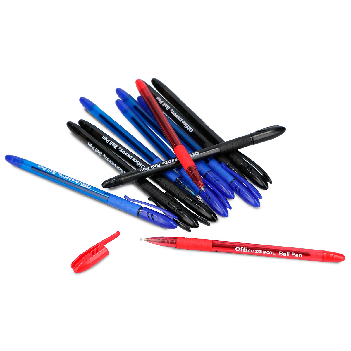 Plumas Office Depot Ball Pen Punto fino Tinta negra roja azul 12 piezas | Office  Depot Mexico