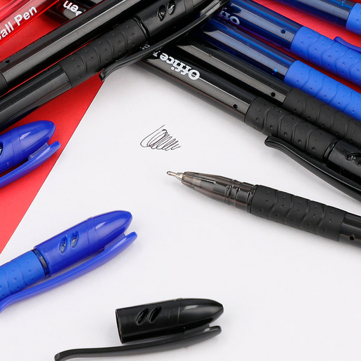 Plumas Office Depot Ball Pen / Punto fino / Tinta negra roja azul / 12 piezas