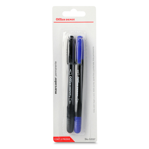 Marcador Permanente Office Depot / Doble Punta / Negro y azul / 2 piezas Marcador Permanente Office Depot / Doble Punta / Negro y azul / 2 piezas