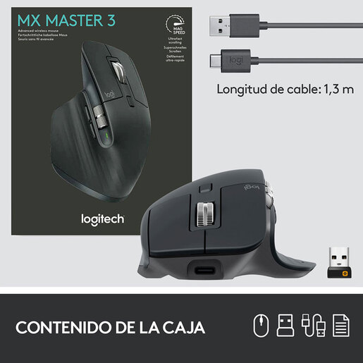 Mouse Inalámbrico Logitech MX Master 3 USB Negro