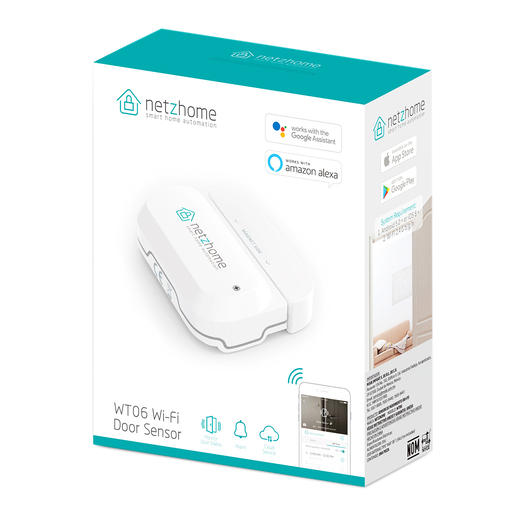 Sensor Inteligente para Puerta o Ventana Netzhome / WiFi / Alexa / Google Assistant / Blanco