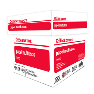 Caja de Papel Tamaño Carta Office Depot Blanco 2500 hojas Caja de Papel Tamaño Carta Office Depot Blanco 2500 hojas