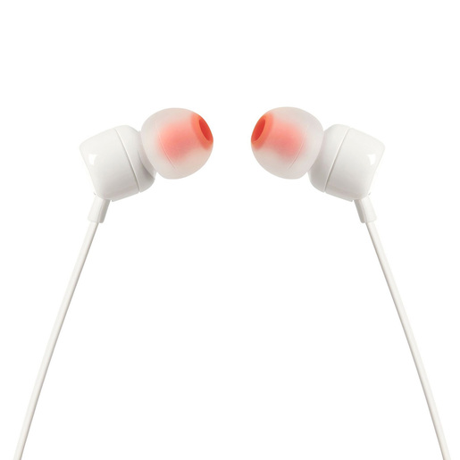 Audífonos JBL Tune 110 / In ear / Plug 3.5 mm / Blanco con naranja