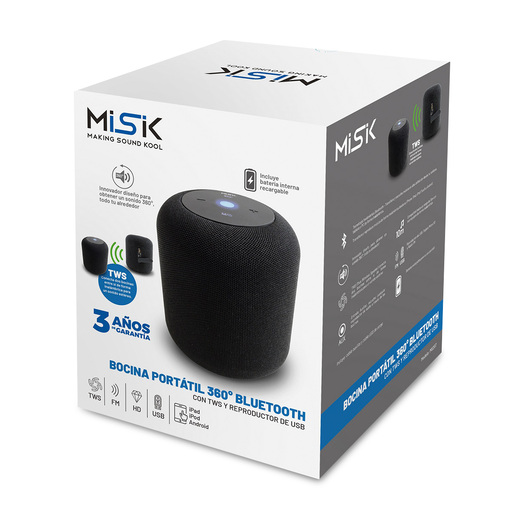 Bocina Bluetooth Misik MS207 / TWS / USB / Negro 